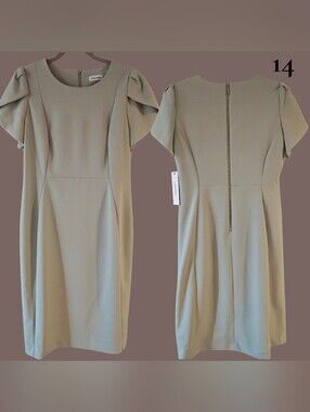 Calvin Klein sage green midi sheath dress
